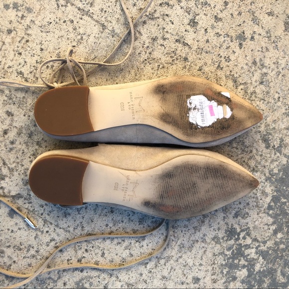 Marc Fisher Ltd. Lace Up Pointed Toe Flats Beige - Picture 7 of 8